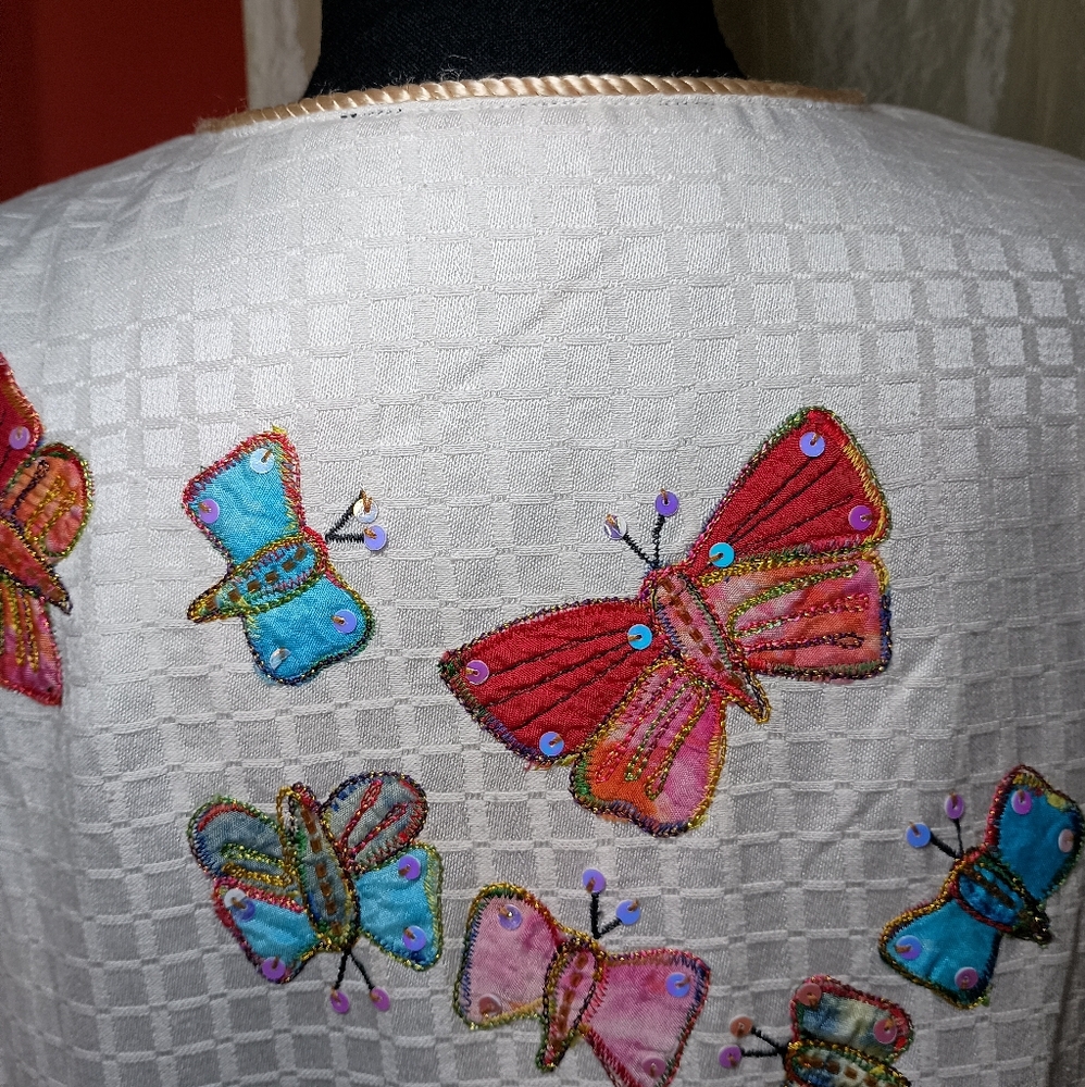 Indigo Moon Sequin Butterfly Art Jacket – 1X - Picture 6 of 12